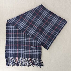 Authentic Burberry Lambswool Scarf Blue – Unisex Classic Check – Luxury Fashion